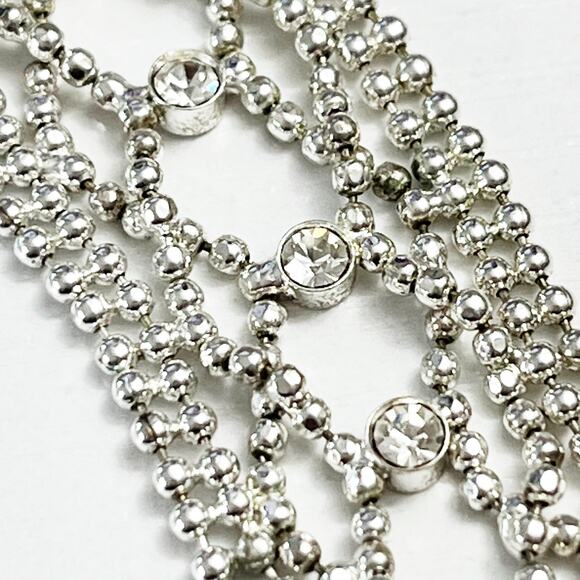 Givenchy Vintage Dainty Lace Pattern Silver & Crystal Bracelet - Picture 7 of 8